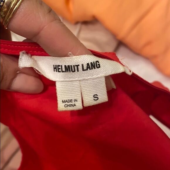 Helmut Lang Red Asymmetrical Sleeveless Buttondown - Picture 3 of 4